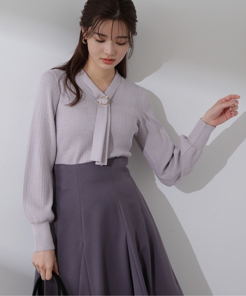 PROPORTION BODY DRESSING(プロポーションボディドレッシング)の「ボウタイリングランダムリブニット / 1214170200(ニット/セーター・レディース・イエロー/グレー/ホワイト系その他/ブラック・SMALL/MEDIUM)」の15枚目の写真