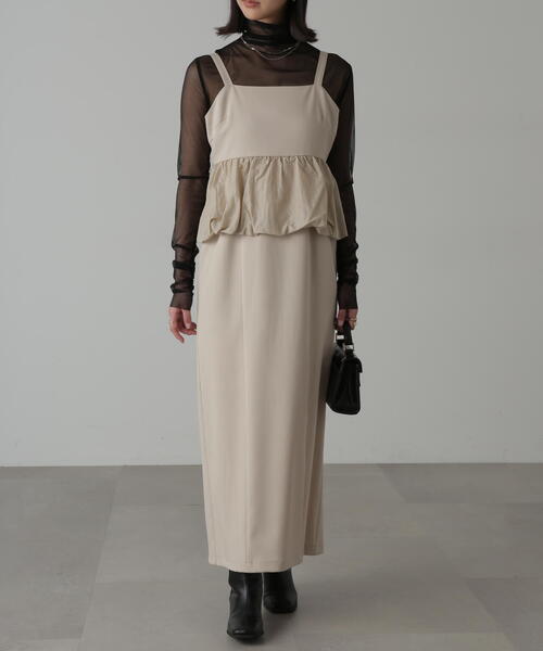 FREE'S MART（フリーズマート）の「◆ビスチェレイヤード風ドッキングワンピース（ワンピース・レディース・ホワイト/ブラウン/ブラック・SMALL/MEDIUM）」の2枚目の写真