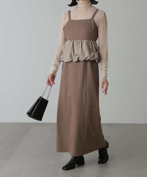 FREE'S MART（フリーズマート）の「◆ビスチェレイヤード風ドッキングワンピース（ワンピース・レディース・ホワイト/ブラウン/ブラック・SMALL/MEDIUM）」の4枚目の写真