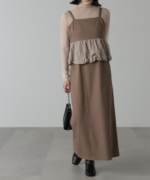 FREE'S MART（フリーズマート）の「◆ビスチェレイヤード風ドッキングワンピース（ワンピース・レディース・ホワイト/ブラウン/ブラック・SMALL/MEDIUM）」の6枚目の写真