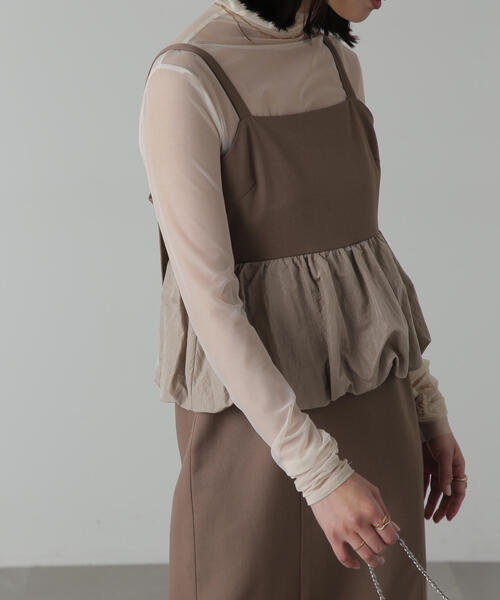 FREE'S MART（フリーズマート）の「◆ビスチェレイヤード風ドッキングワンピース（ワンピース・レディース・ホワイト/ブラウン/ブラック・SMALL/MEDIUM）」の7枚目の写真