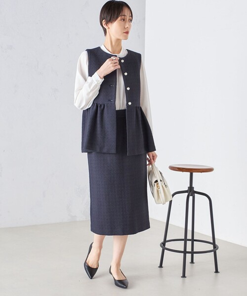 SHIPS(シップス)の「〈手洗い可能〉フロント タック パーツ ブラウス 24SS ◇(シャツ/ブラウス・レディース・ネイビー/ホワイト・ONE SIZE)」の4枚目の写真