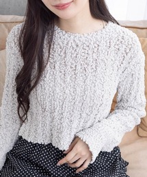 clear | 長袖ショート丈ポップコーンニットトップス≪2024SS新作≫(ニット/セーター)