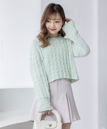 clear | 長袖ショート丈ポップコーンニットトップス≪2024SS新作≫(ニット/セーター)