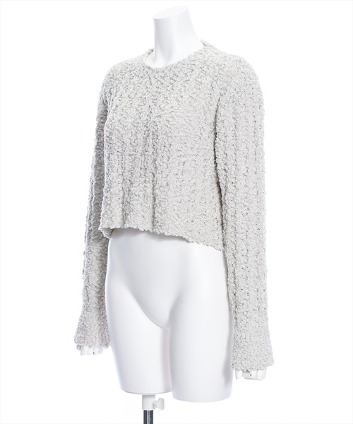 clear（クリア）の「長袖ショート丈ポップコーンニットトップス[骨格ウェーブ フェミニン レイヤード 着回し抜群]≪再入荷≫（ニット/セーター・レディース・アイボリー/ミント/グレイッシュベージュ/ピンク・F）」の10枚目の写真