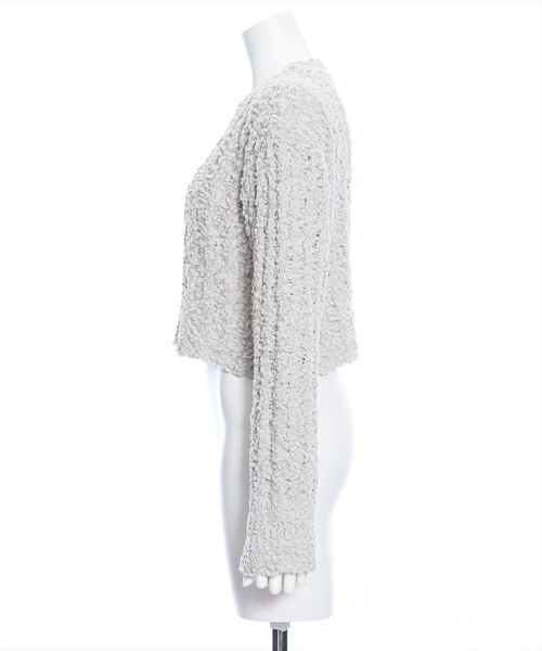 clear（クリア）の「長袖ショート丈ポップコーンニットトップス[骨格ウェーブ フェミニン レイヤード 着回し抜群]≪再入荷≫（ニット/セーター・レディース・アイボリー/ミント/グレイッシュベージュ/ピンク・F）」の9枚目の写真