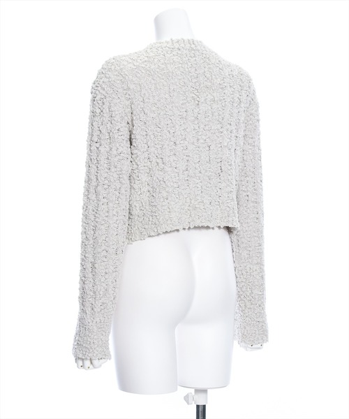 clear（クリア）の「長袖ショート丈ポップコーンニットトップス[骨格ウェーブ フェミニン レイヤード 着回し抜群]≪再入荷≫（ニット/セーター・レディース・アイボリー/ミント/グレイッシュベージュ/ピンク・F）」の8枚目の写真