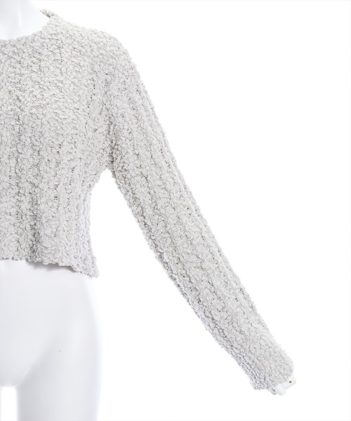 clear（クリア）の「長袖ショート丈ポップコーンニットトップス[骨格ウェーブ フェミニン レイヤード 着回し抜群]≪再入荷≫（ニット/セーター・レディース・アイボリー/ミント/グレイッシュベージュ/ピンク・F）」の7枚目の写真