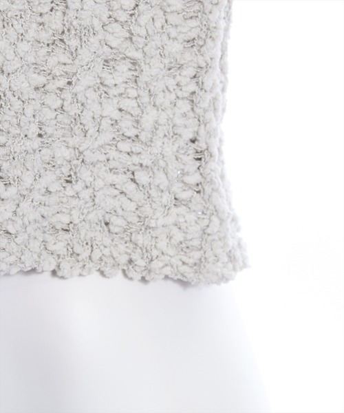 clear（クリア）の「長袖ショート丈ポップコーンニットトップス[骨格ウェーブ フェミニン レイヤード 着回し抜群]≪再入荷≫（ニット/セーター・レディース・アイボリー/ミント/グレイッシュベージュ/ピンク・F）」の5枚目の写真