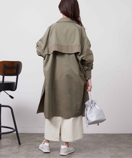 Chez toi（シェトワ）の「ニットリブ切替トレンチコート（トレンチコート・レディース・グレイッシュベージュ/カーキ/ネイビー・FREE）」の4枚目の写真