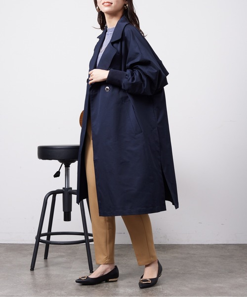 Chez toi（シェトワ）の「ニットリブ切替トレンチコート（トレンチコート・レディース・グレイッシュベージュ/カーキ/ネイビー・FREE）」の22枚目の写真