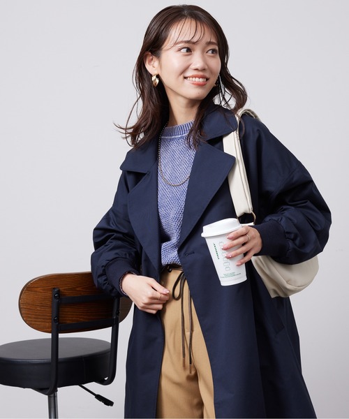 Chez toi（シェトワ）の「ニットリブ切替トレンチコート（トレンチコート・レディース・グレイッシュベージュ/カーキ/ネイビー・FREE）」の14枚目の写真