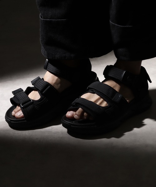 welise(ウェライズ)の「【welise/ウェライズ】+5.5cmデザインハイソール ナイロンベルトサンダル(サンダル・メンズ・ブラック・L/M/LL)」の2枚目の写真