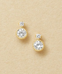TAKE-UP | K10 クリアカラー ラウンド ワンポイントピアス( YG)(ピアス（両耳用）)
