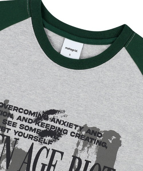 MAHAGRID(マハグリッド)の「『mahagrid/マハグリッド』YOUTH RAGLAN LS TEE/ラグランロングスリーブTシャツ(Tシャツ/カットソー・メンズ・グレー/ブラック/パープル・M/L)」の12枚目の写真