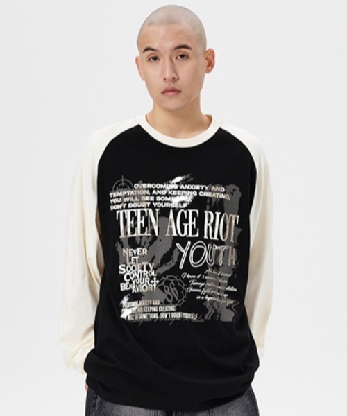 MAHAGRID(マハグリッド)の「『mahagrid/マハグリッド』YOUTH RAGLAN LS TEE/ラグランロングスリーブTシャツ(Tシャツ/カットソー・メンズ・グレー/ブラック/パープル・M/L)」の22枚目の写真