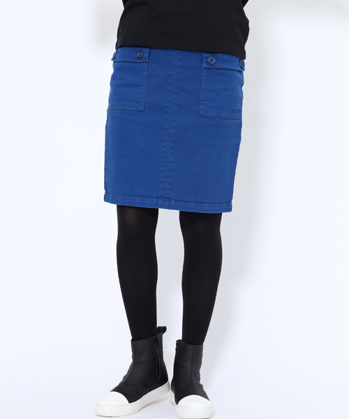 X-girl（エックスガール）の「STRETCH TWILL SKIRT（スカート・レディース・ブラック/オリーブ/ブルー・1/0/2）」の3枚目の写真