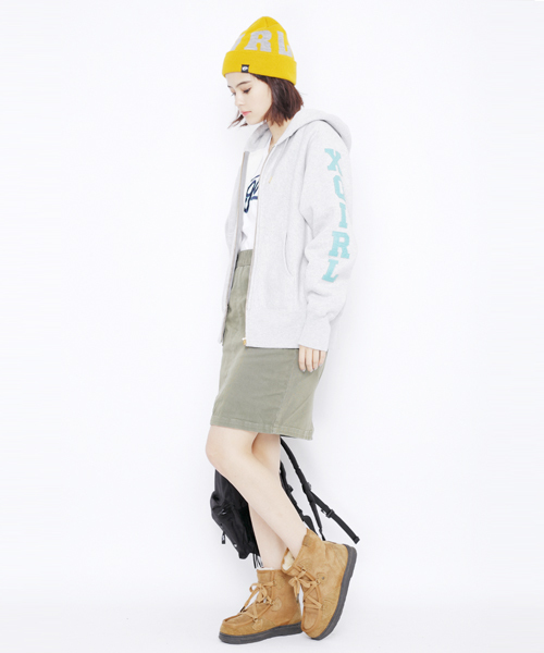 X-girl（エックスガール）の「STRETCH TWILL SKIRT（スカート・レディース・ブラック/オリーブ/ブルー・1/0/2）」の4枚目の写真