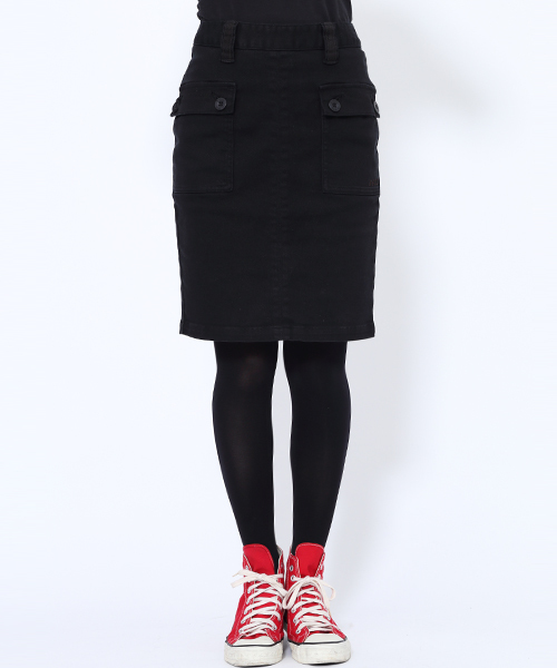 X-girl（エックスガール）の「STRETCH TWILL SKIRT（スカート・レディース・ブラック/オリーブ/ブルー・1/0/2）」の5枚目の写真