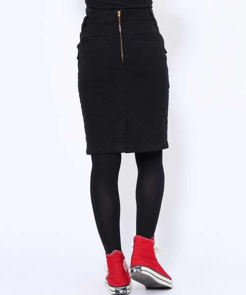 X-girl（エックスガール）の「STRETCH TWILL SKIRT（スカート・レディース・ブラック/オリーブ/ブルー・1/0/2）」の7枚目の写真
