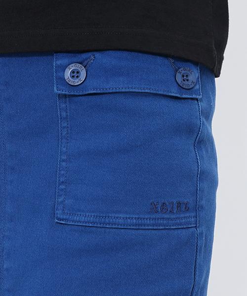 X-girl（エックスガール）の「STRETCH TWILL SKIRT（スカート・レディース・ブラック/オリーブ/ブルー・1/0/2）」の10枚目の写真