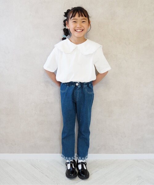 BREEZE(ブリーズ)の「裾刺繍スカラップデニム(デニムパンツ・キッズ・ブルー/ネイビー・80/90/130/100/120/110/140)」の18枚目の写真