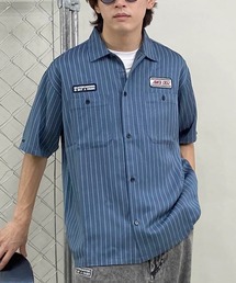【ムラサキスポーツ限定】SANTACRUZ/サンタクルーズ 半袖シャツ ワークシャツ ストライプ柄 502241204
