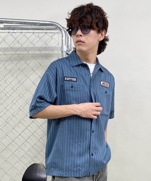 SANTA CRUZ（サンタクルーズ）の「【ムラサキスポーツ限定】SANTACRUZ/サンタクルーズ 半袖シャツ ワークシャツ ストライプ柄 502241204（シャツ/ブラウス・メンズ・ホワイト/ブルー/ライトベージュ・M/L/XL）」の20枚目の写真