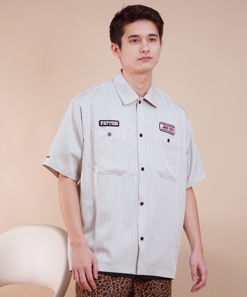 SANTA CRUZ（サンタクルーズ）の「【ムラサキスポーツ限定】SANTACRUZ/サンタクルーズ 半袖シャツ ワークシャツ ストライプ柄 502241204（シャツ/ブラウス・メンズ・ホワイト/ブルー/ライトベージュ・M/L/XL）」の13枚目の写真