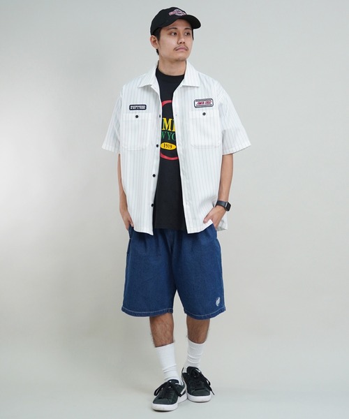 SANTA CRUZ（サンタクルーズ）の「【ムラサキスポーツ限定】SANTACRUZ/サンタクルーズ 半袖シャツ ワークシャツ ストライプ柄 502241204（シャツ/ブラウス・メンズ・ホワイト/ブルー/ライトベージュ・M/L/XL）」の10枚目の写真