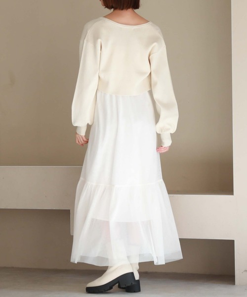 archives(アルシーヴ)の「Fジップリブニット×チュールキャミワンピースSET(ワンピース・レディース・ブラック/アイボリー/ブルー・MEDIUM)」の13枚目の写真