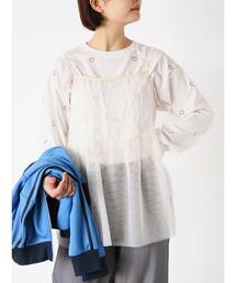 ehka sopo | チュールシャーリングキャミソール(シャツ/ブラウス)