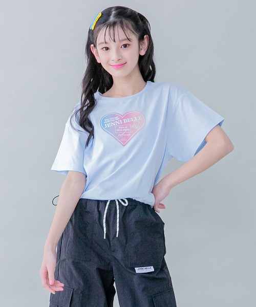 JENNI belle（ジェニィベル）の「【WEB限定】すそスピンドルショート丈Tシャツ（Tシャツ/カットソー・キッズ・サックスブルー/オフホワイト/ミント・130cm/140cm/150cm/120cm）」の3枚目の写真