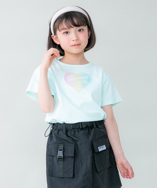 JENNI belle（ジェニィベル）の「【WEB限定】すそスピンドルショート丈Tシャツ（Tシャツ/カットソー・キッズ・サックスブルー/オフホワイト/ミント・130cm/140cm/150cm/120cm）」の2枚目の写真