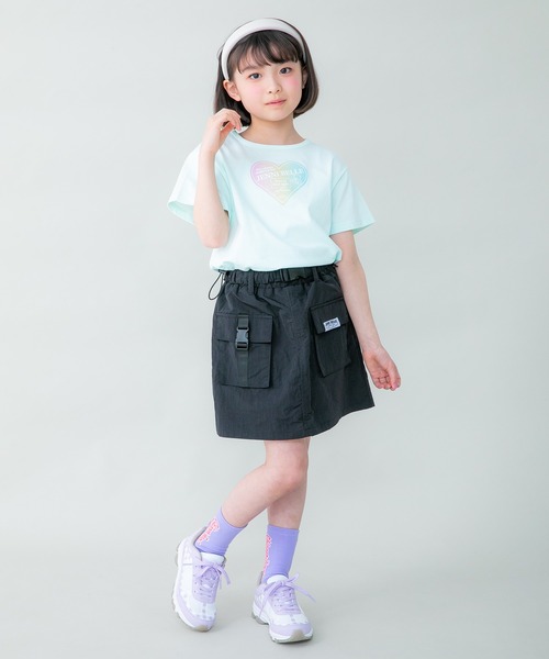 JENNI belle（ジェニィベル）の「【WEB限定】すそスピンドルショート丈Tシャツ（Tシャツ/カットソー・キッズ・サックスブルー/オフホワイト/ミント・130cm/140cm/150cm/120cm）」の4枚目の写真