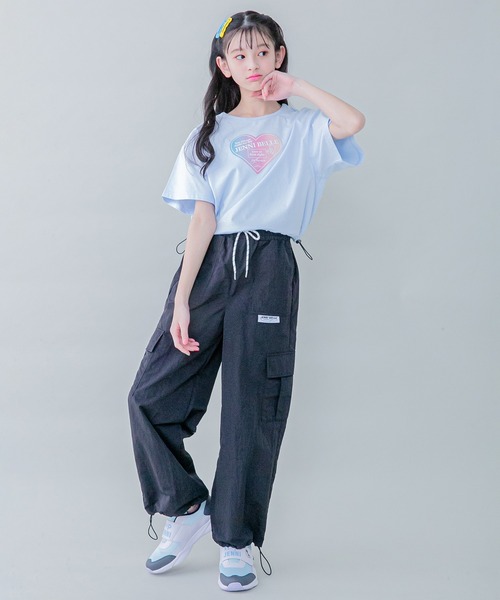 JENNI belle（ジェニィベル）の「【WEB限定】すそスピンドルショート丈Tシャツ（Tシャツ/カットソー・キッズ・サックスブルー/オフホワイト/ミント・130cm/140cm/150cm/120cm）」の5枚目の写真
