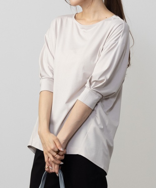HusHusH(ハッシュアッシュ)の「HusHusH ハッシュアッシュ とろみ7分袖プルオーバー(Tシャツ/カットソー・レディース・ブラック/グレイッシュベージュ/チャコールグレー・L/M/S)」の3枚目の写真