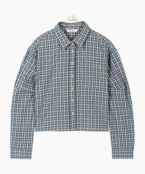 BEIDELLI（ベイデリー）の「[BELLIDE MADE] カジュアルクロップドチェックシャツ（シャツ/ブラウス・レディース・ブラウン/ブラック/ブルー・FREE）」の9枚目の写真