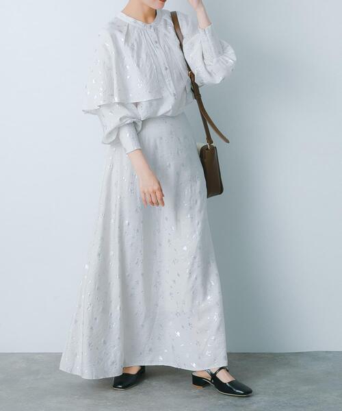 HEYUMM(ヘユム)の「ハクプリントケープブラウス(シャツ/ブラウス・レディース・ミント/ライトベージュ/チャコールグレー・ONE)」の11枚目の写真