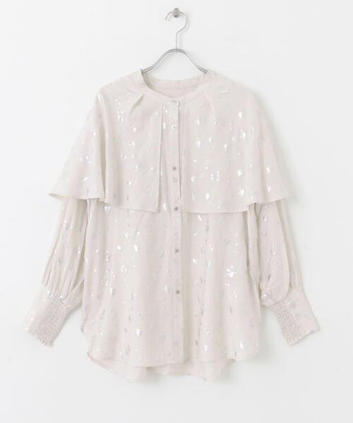 HEYUMM(ヘユム)の「ハクプリントケープブラウス(シャツ/ブラウス・レディース・ミント/ライトベージュ/チャコールグレー・ONE)」の13枚目の写真