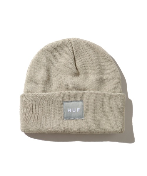 HUF（ハフ）の「【HUF/ハフ】BOX BEANIE/ボックスロゴビーニー（ニットキャップ/ビーニー・メンズ・ブラック/ライトベージュ/カーキ/ヘザーグレー/ネイビー・FREE）」の3枚目の写真