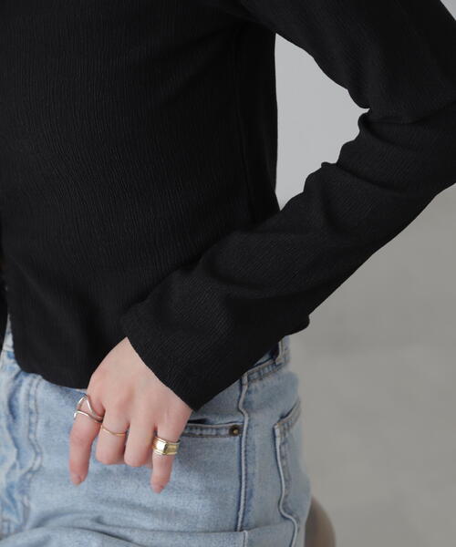 FREE'S MART（フリーズマート）の「◆Vネックドビーカットソーカーディガン（カーディガン/ボレロ・レディース・ブラック/ホワイト/イエロー・FREE）」の13枚目の写真