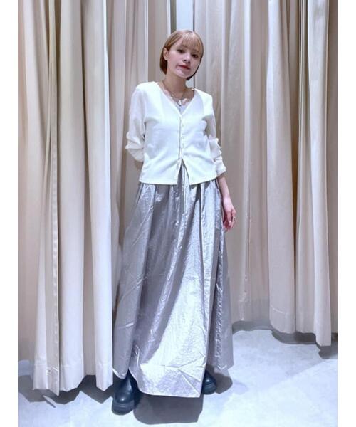 FREE'S MART（フリーズマート）の「◆Vネックドビーカットソーカーディガン（カーディガン/ボレロ・レディース・ブラック/ホワイト/イエロー・FREE）」の20枚目の写真