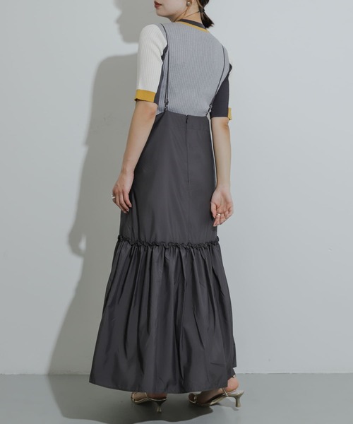 HEYUMM（ヘユム）の「ティアードキャミワンピース（ワンピース・レディース・チャコールグレー/アイボリー/ネイビー・ONE/S）」の7枚目の写真
