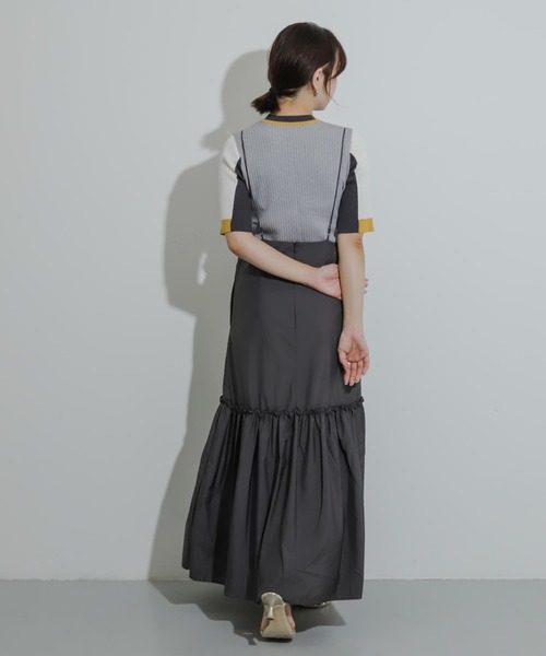 HEYUMM（ヘユム）の「ティアードキャミワンピース（ワンピース・レディース・チャコールグレー/アイボリー/ネイビー・ONE/S）」の9枚目の写真