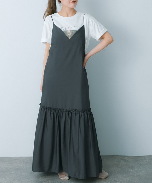 HEYUMM（ヘユム）の「ティアードキャミワンピース（ワンピース・レディース・チャコールグレー/アイボリー/ネイビー・ONE/S）」の11枚目の写真