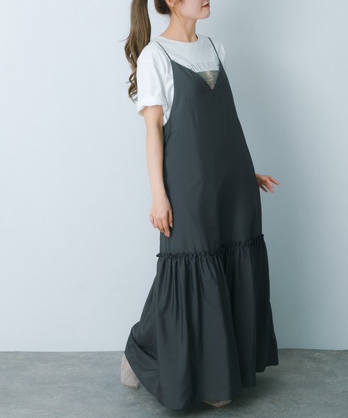 HEYUMM（ヘユム）の「ティアードキャミワンピース（ワンピース・レディース・チャコールグレー/アイボリー/ネイビー・ONE/S）」の13枚目の写真
