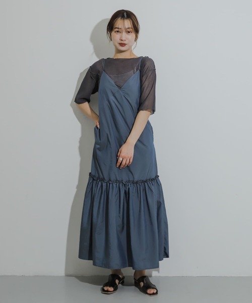 HEYUMM（ヘユム）の「ティアードキャミワンピース（ワンピース・レディース・チャコールグレー/アイボリー/ネイビー・ONE/S）」の16枚目の写真