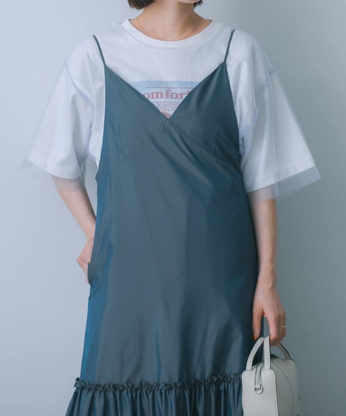 HEYUMM（ヘユム）の「ティアードキャミワンピース（ワンピース・レディース・チャコールグレー/アイボリー/ネイビー・ONE/S）」の19枚目の写真