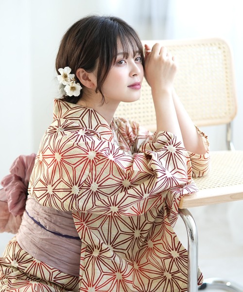 utatane（ウタタネ）の「選べる浴衣3点セット 綿麻 古典レトロ（浴衣・レディース・ブルー系1/ブラック系1/ベージュ系2/グリーン系1/ベージュ系3/ベージュ系1/レッド系1/ベージュ系4/ベージュ系5/ベージュ系7/ベージュ系6/パープル系1/レッド系2/ブラック系2/ブラック系3/ベージュ系8/ブラック系4/グリーン系2・FREE）」の17枚目の写真